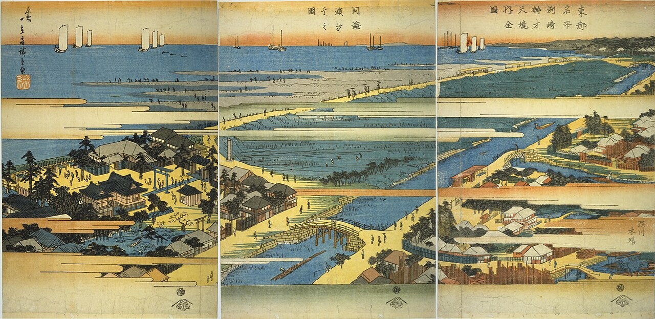 東都名所 洲崎弁才天境内全図・同海浜潮干之図